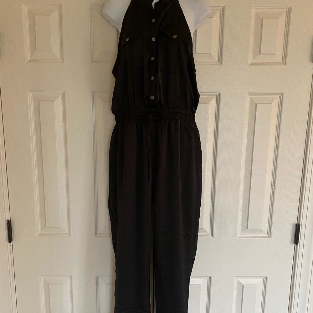 Favlux Fashion Black Silky Jumpsuit - Size Large